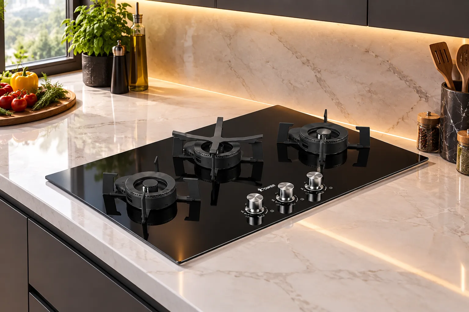 اجاق گاز صفحه ای داتیس DG-385 با سرشعله تاشو ۹۰ درجه و شیشه سکوریت