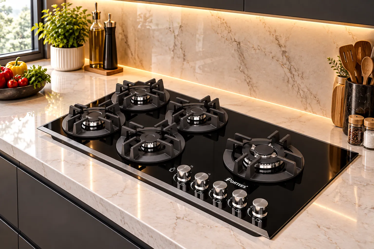 اجاق گاز صفحه ای داتیس DG-593 با ۵ شعله و چدن هشت شاخک